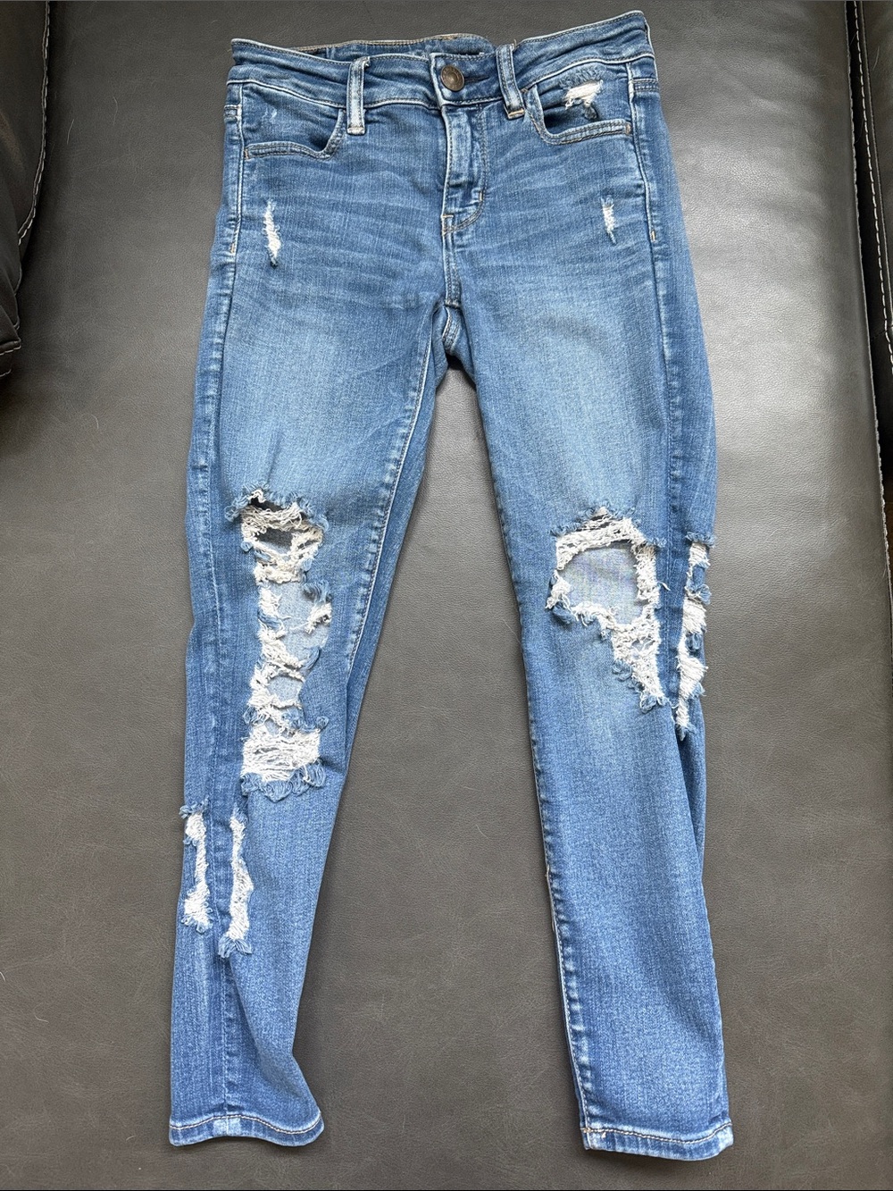 American Eagle Outfitters Light Blue Ripped Skinny Jeans